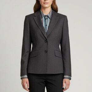 Classic Suit Jacket 2 Button Front Kasper Charcoal Gray Si…